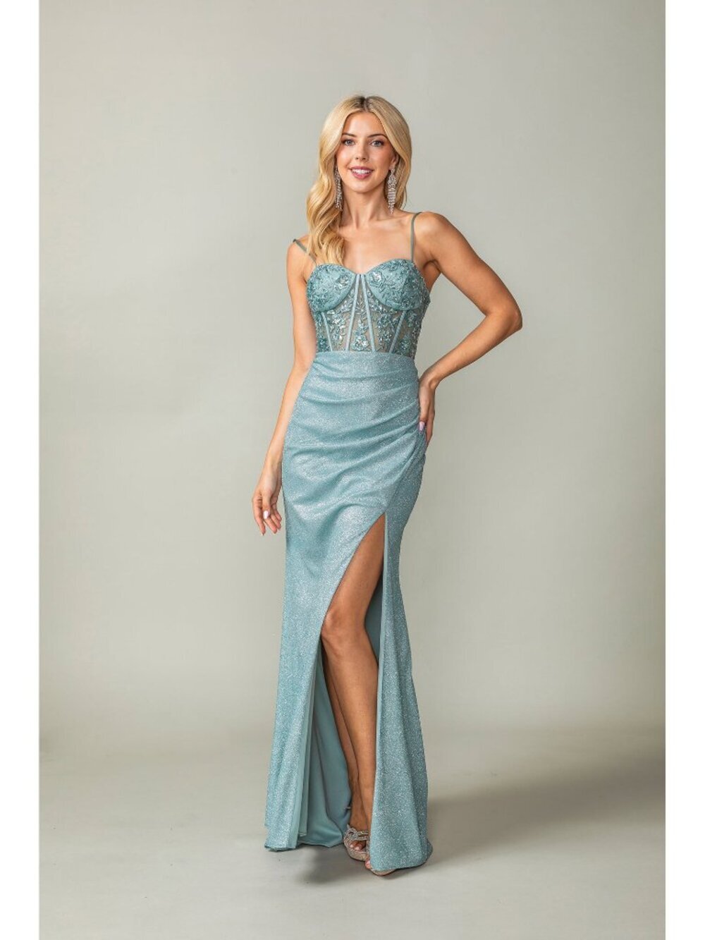 NEW SAGE Evening Gown Floor Length Formal Elegant Stunning 4369